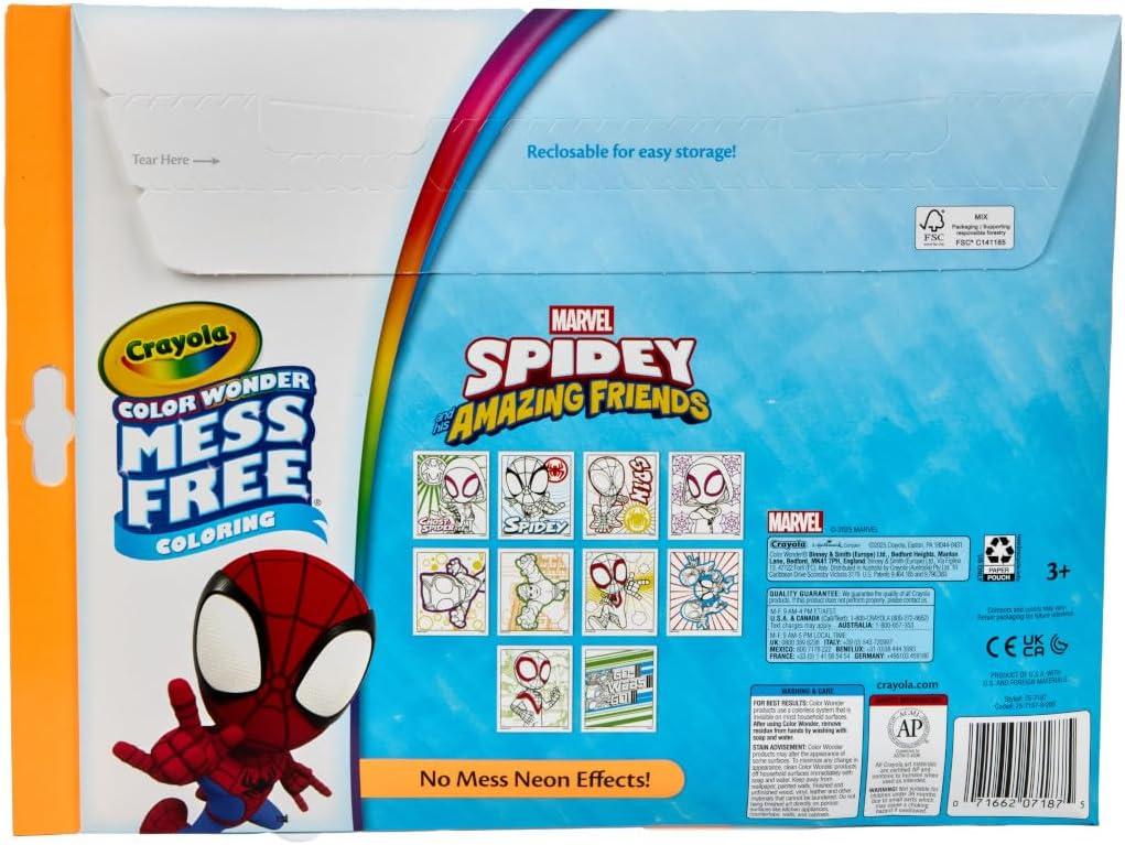 image:imageCrayola Color Wonder Spidey and His Amazing Friends Coloring Kit Neon Art Supplies Mess Free Coloring Set for Toddlers Spiderman Gift for Kids Ages 3Neon Box Set