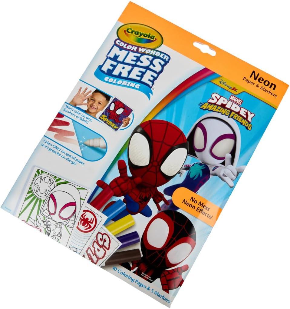image:imageCrayola Color Wonder Spidey and His Amazing Friends Coloring Kit Neon Art Supplies Mess Free Coloring Set for Toddlers Spiderman Gift for Kids Ages 3Neon Box Set