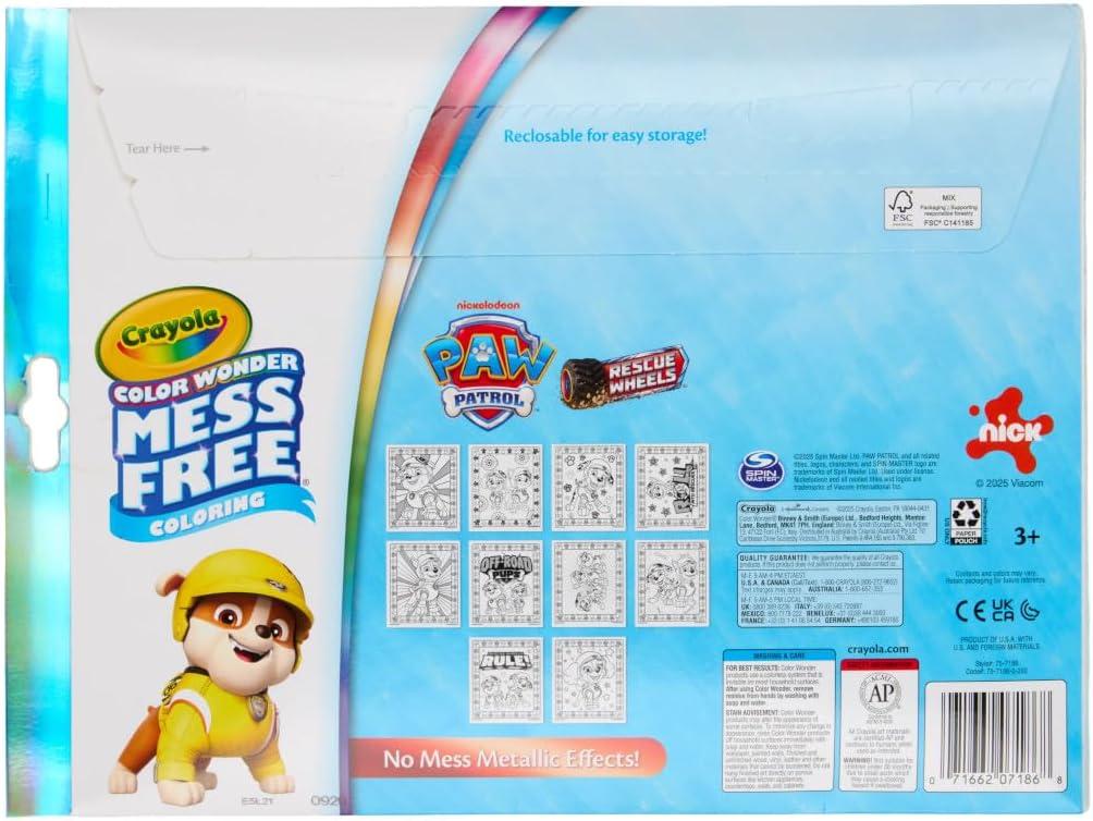 image:imageCrayola PAW Patrol Color Wonder Mess Free Coloring Set Metallic Markers amp Paper PAW Patrol Toys Toddler Coloring Kit Travel Activity Gift for Kids 3Metallic