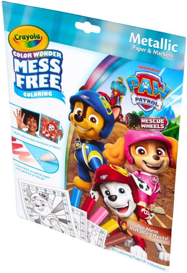 image:imageCrayola PAW Patrol Color Wonder Mess Free Coloring Set Metallic Markers amp Paper PAW Patrol Toys Toddler Coloring Kit Travel Activity Gift for Kids 3Metallic