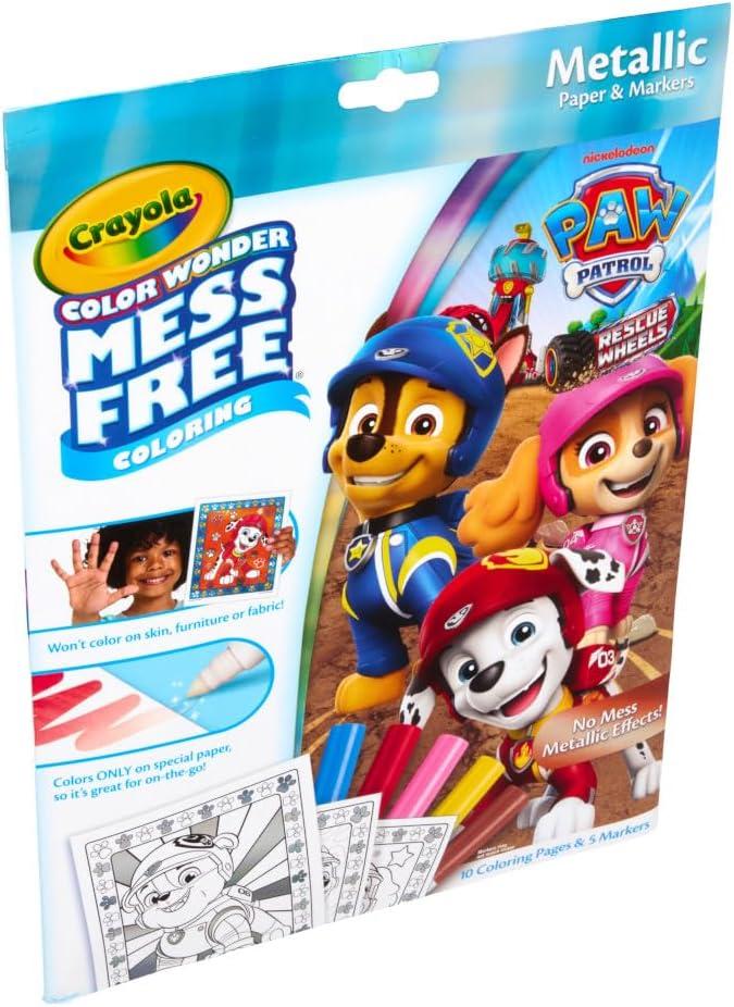 image:imageCrayola PAW Patrol Color Wonder Mess Free Coloring Set Metallic Markers amp Paper PAW Patrol Toys Toddler Coloring Kit Travel Activity Gift for Kids 3Metallic