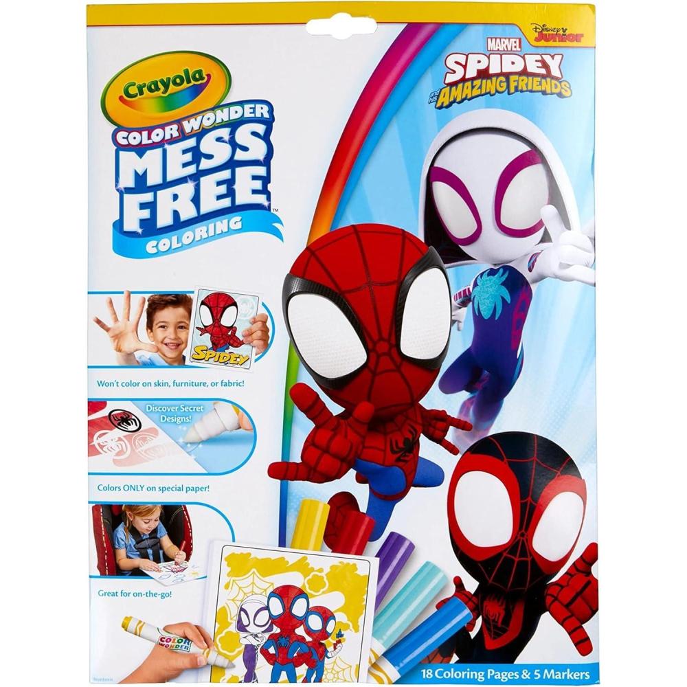 image:imageCrayola Color Wonder Spidey and His Amazing Friends Coloring Kit Neon Art Supplies Mess Free Coloring Set for Toddlers Spiderman Gift for Kids Ages 3Spidey  Friends