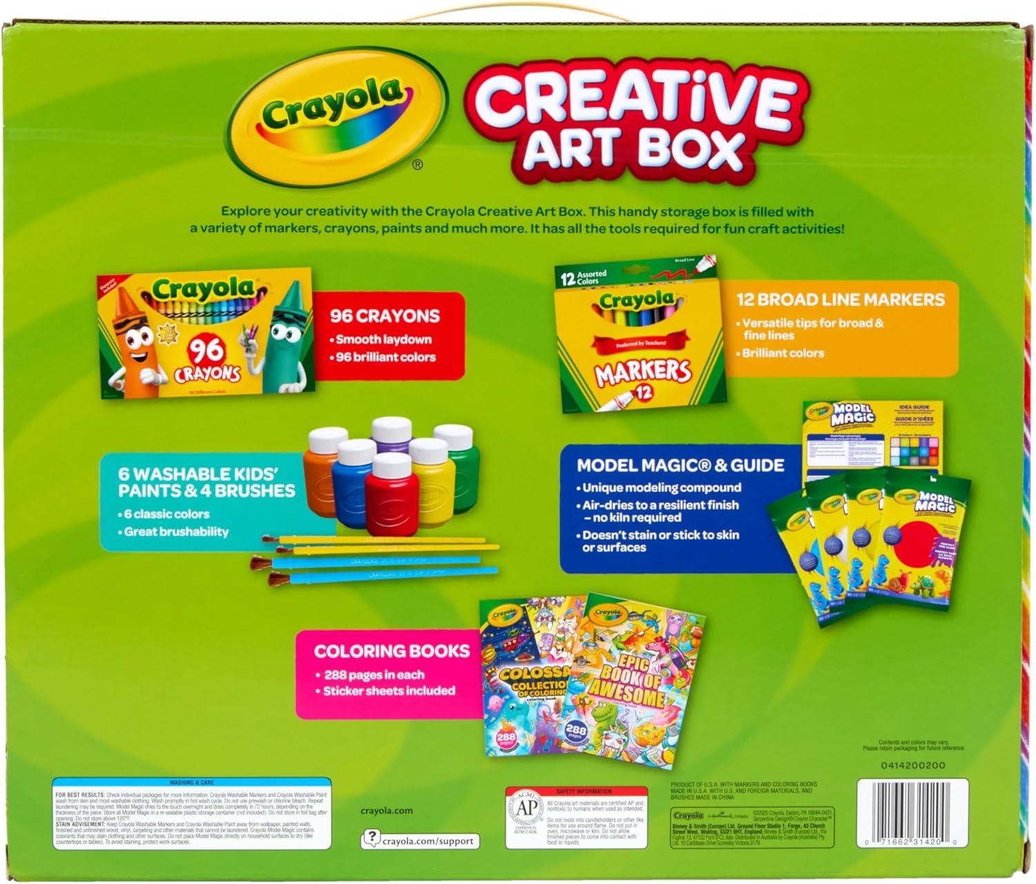 image:imageCrayola Art Set for Kids 125pcs Art Supplies Kit with Giant Coloring Books Washable Paints Markers amp Storage Box Gift for Kids Ages 5 Amazon Exclusive