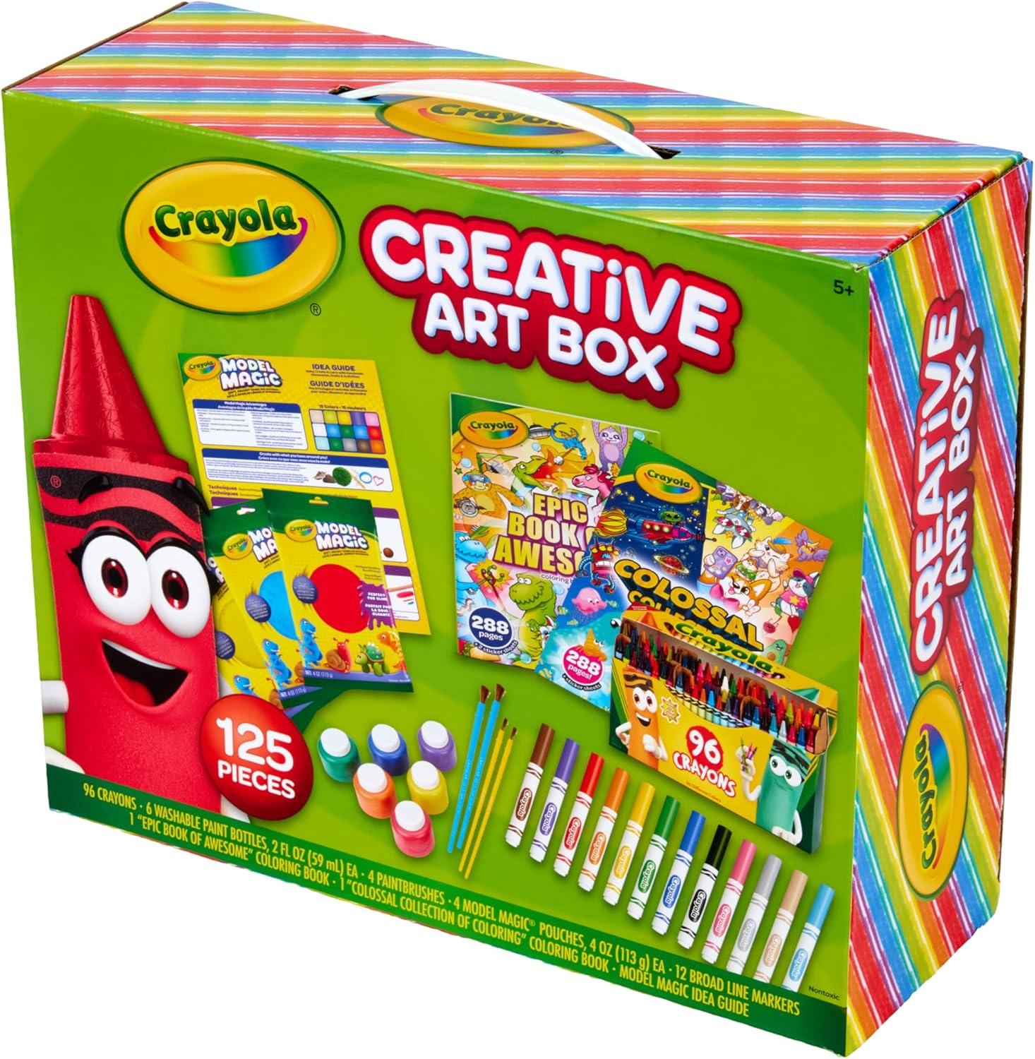 image:imageCrayola Art Set for Kids 125pcs Art Supplies Kit with Giant Coloring Books Washable Paints Markers amp Storage Box Gift for Kids Ages 5 Amazon Exclusive