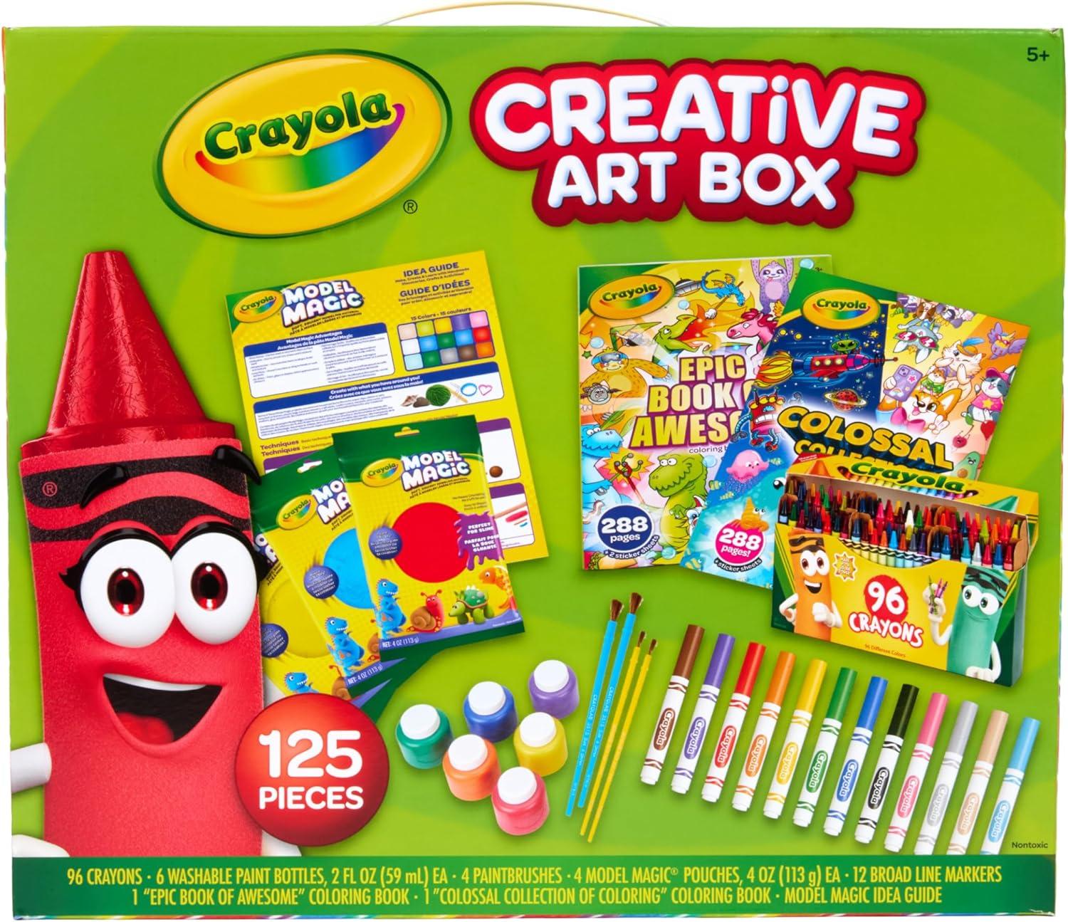 image:imageCrayola Art Set for Kids 125pcs Art Supplies Kit with Giant Coloring Books Washable Paints Markers amp Storage Box Gift for Kids Ages 5 Amazon Exclusive