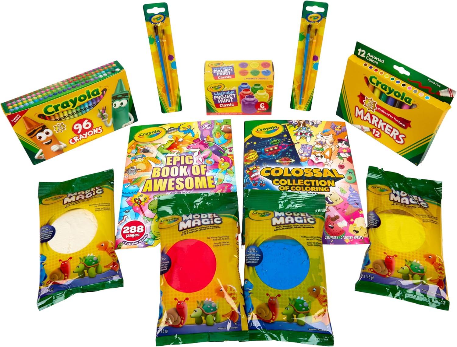 image:imageCrayola Art Set for Kids 125pcs Art Supplies Kit with Giant Coloring Books Washable Paints Markers amp Storage Box Gift for Kids Ages 5 Amazon Exclusive