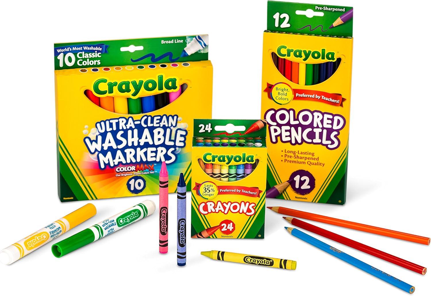 image:imageCrayola Back To School Supplies Grades 35 Ages 7 8 9 10 Contains 24 Crayons 10 Washable Broad Line Markers and 12 Colored Pencils Amazon Exclusive
