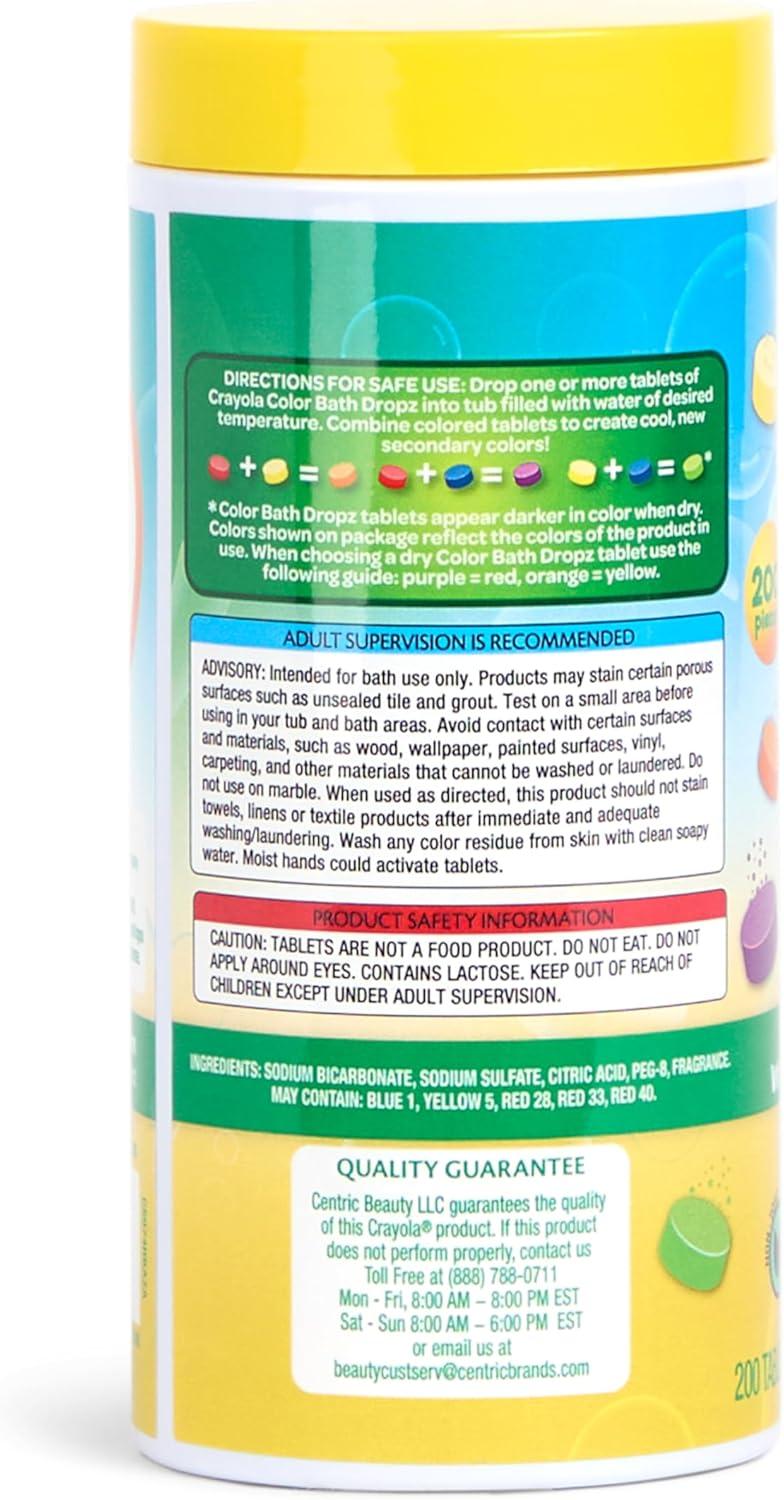 image:imageCrayola Bath Dropz Color Changing Tablets 200 Piece Fizzies Bath Bombs in Assorted Colors Fragrance Free WaterColoring Tablets
