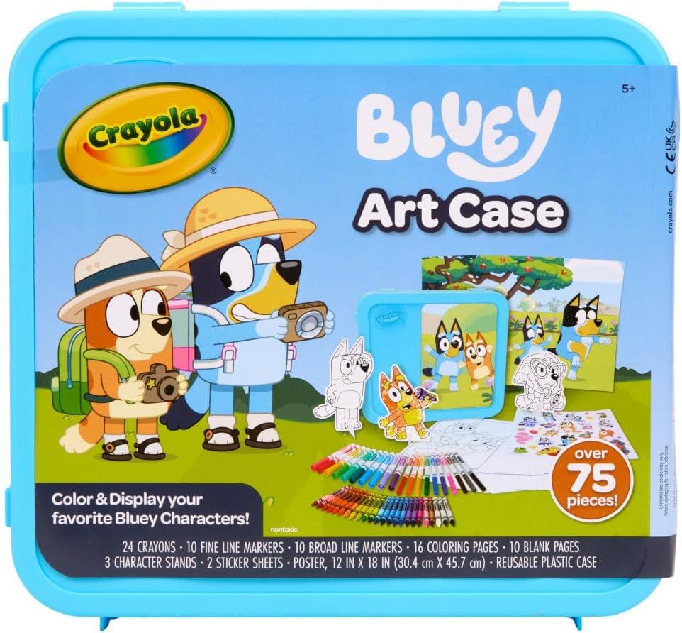 image:imageCrayola Bluey Create amp Color Art Case 75 Pcs Bluey Coloring Pages Stickers amp Markers Kids Art Kit with Storage Case Ages 5Art Case