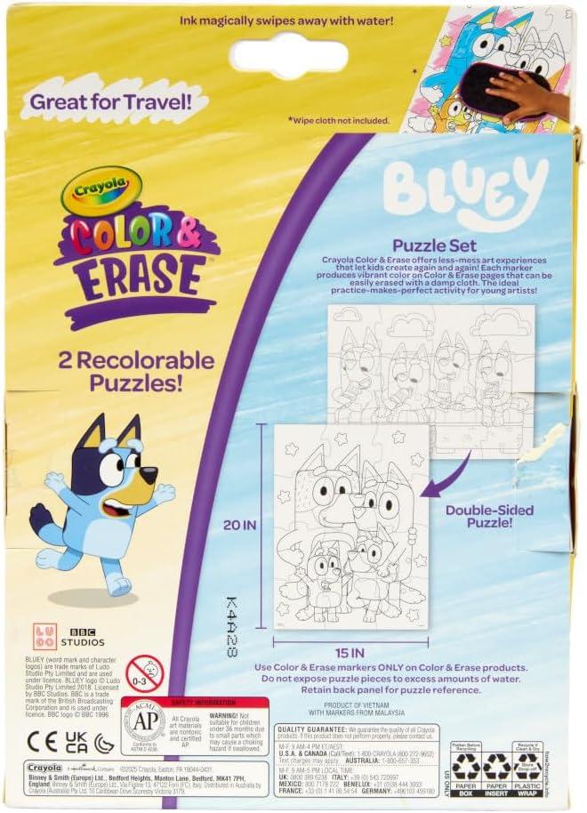 image:imageCrayola Bluey Create amp Color Art Case 75 Pcs Bluey Coloring Pages Stickers amp Markers Kids Art Kit with Storage Case Ages 5Color  Erase Bluey Puzzle Set