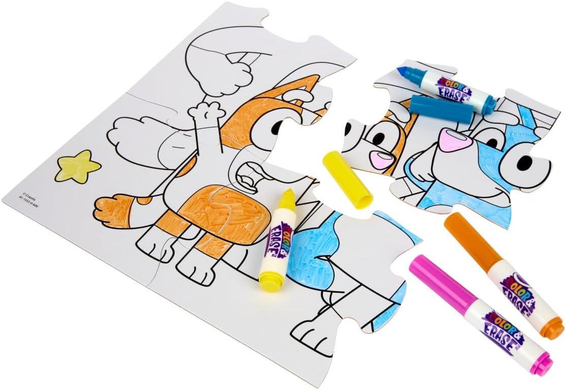 image:imageCrayola Bluey Create amp Color Art Case 75 Pcs Bluey Coloring Pages Stickers amp Markers Kids Art Kit with Storage Case Ages 5Color  Erase Bluey Puzzle Set