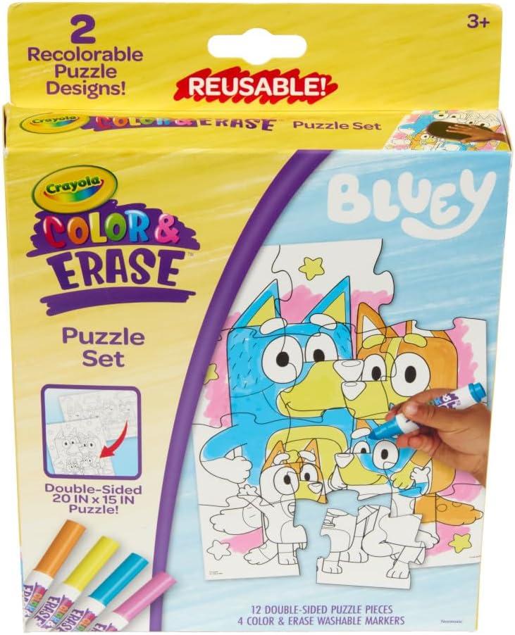 image:imageCrayola Bluey Create amp Color Art Case 75 Pcs Bluey Coloring Pages Stickers amp Markers Kids Art Kit with Storage Case Ages 5Color  Erase Bluey Puzzle Set