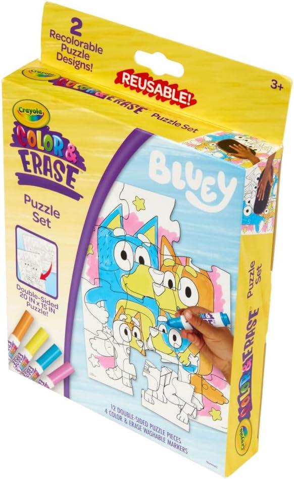 image:imageCrayola Bluey Create amp Color Art Case 75 Pcs Bluey Coloring Pages Stickers amp Markers Kids Art Kit with Storage Case Ages 5Color  Erase Bluey Puzzle Set