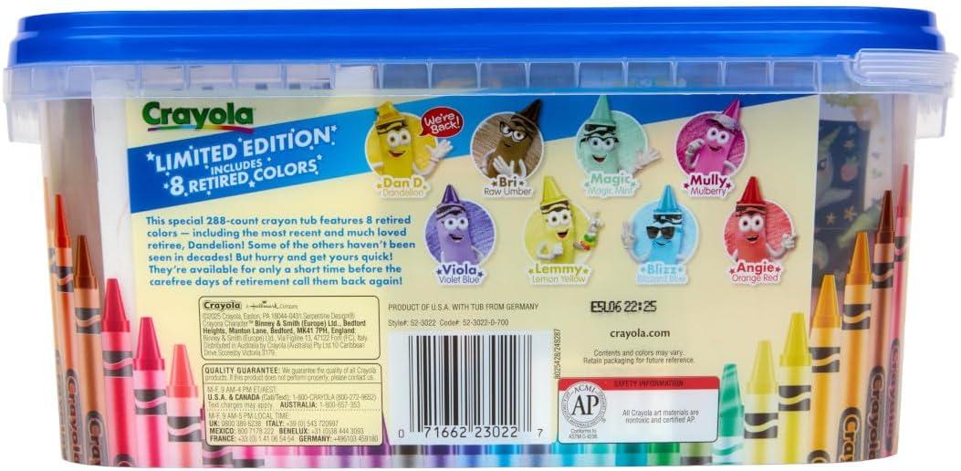 image:imageCrayola Crayon Tub  Limited Edition Colors 288ct Bulk Coloring Crayons for Kids with Storage Tub Classroom amp Art Supplies for Teachers Ages 3Limited Edition