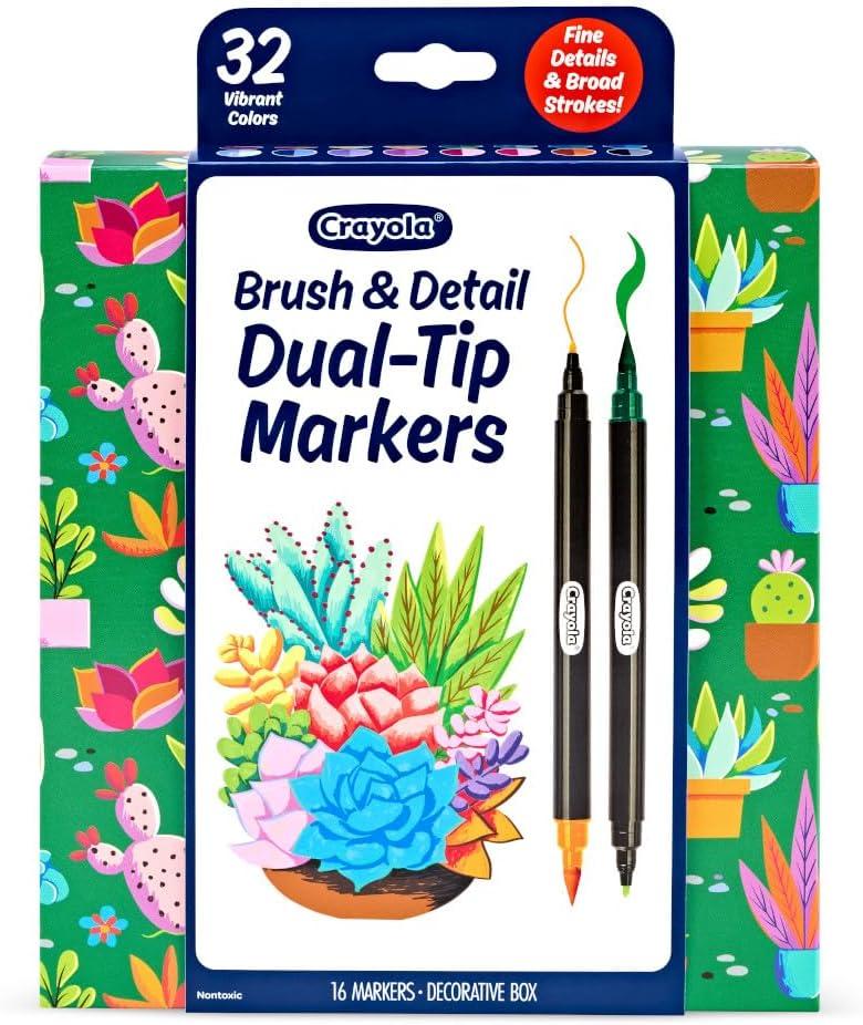image:imageCrayola Gel Ink Pen Marker Set 14 Matte amp Glitter Pens Gel Pens for Coloring Fine Point Gift for Kids amp Teens Ages 4DualEnded Brush  Detail