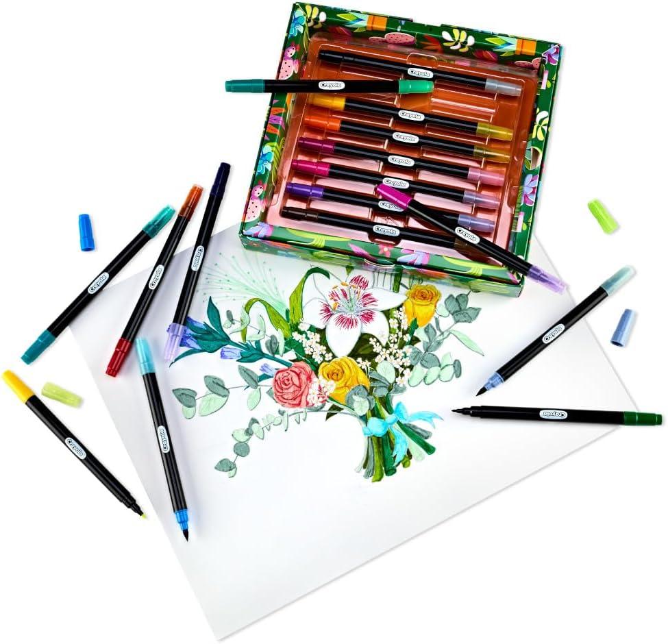 image:imageCrayola Gel Ink Pen Marker Set 14 Matte amp Glitter Pens Gel Pens for Coloring Fine Point Gift for Kids amp Teens Ages 4DualEnded Brush  Detail