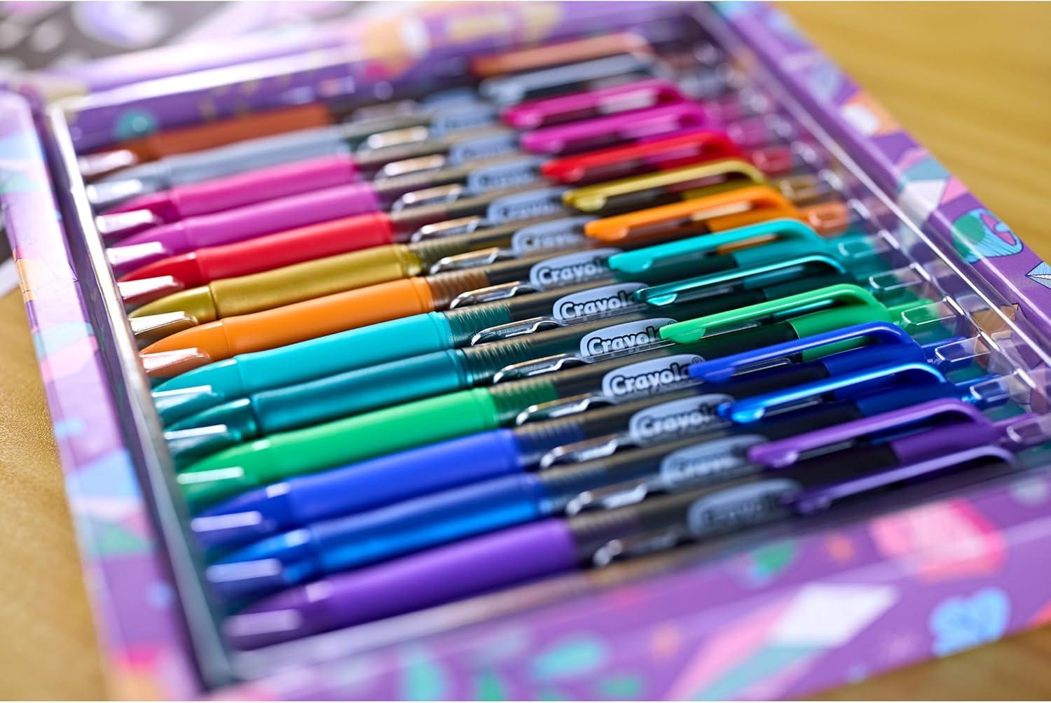 image:imageCrayola Gel Ink Pen Marker Set 14 Matte amp Glitter Pens Gel Pens for Coloring Fine Point Gift for Kids amp Teens Ages 4Gel  Ink