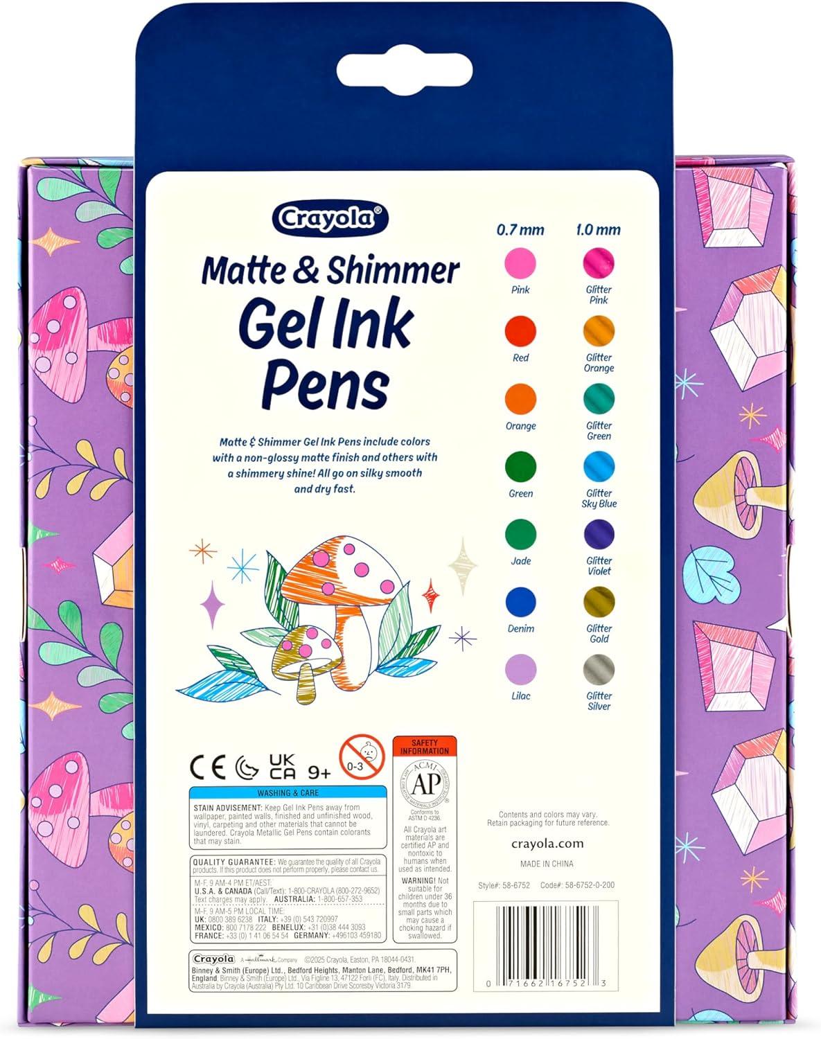 image:imageCrayola Gel Ink Pen Marker Set 14 Matte amp Glitter Pens Gel Pens for Coloring Fine Point Gift for Kids amp Teens Ages 4Gel  Ink