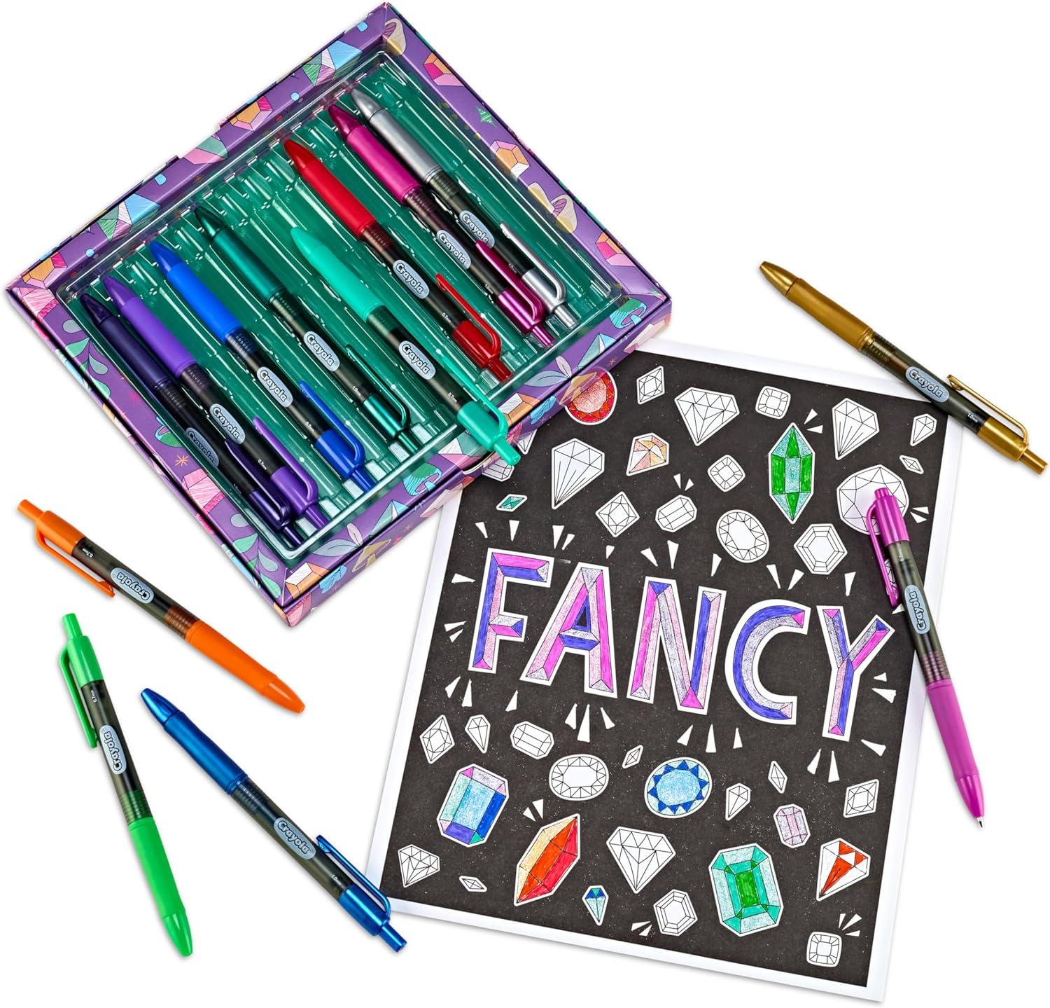 image:imageCrayola Gel Ink Pen Marker Set 14 Matte amp Glitter Pens Gel Pens for Coloring Fine Point Gift for Kids amp Teens Ages 4Gel  Ink