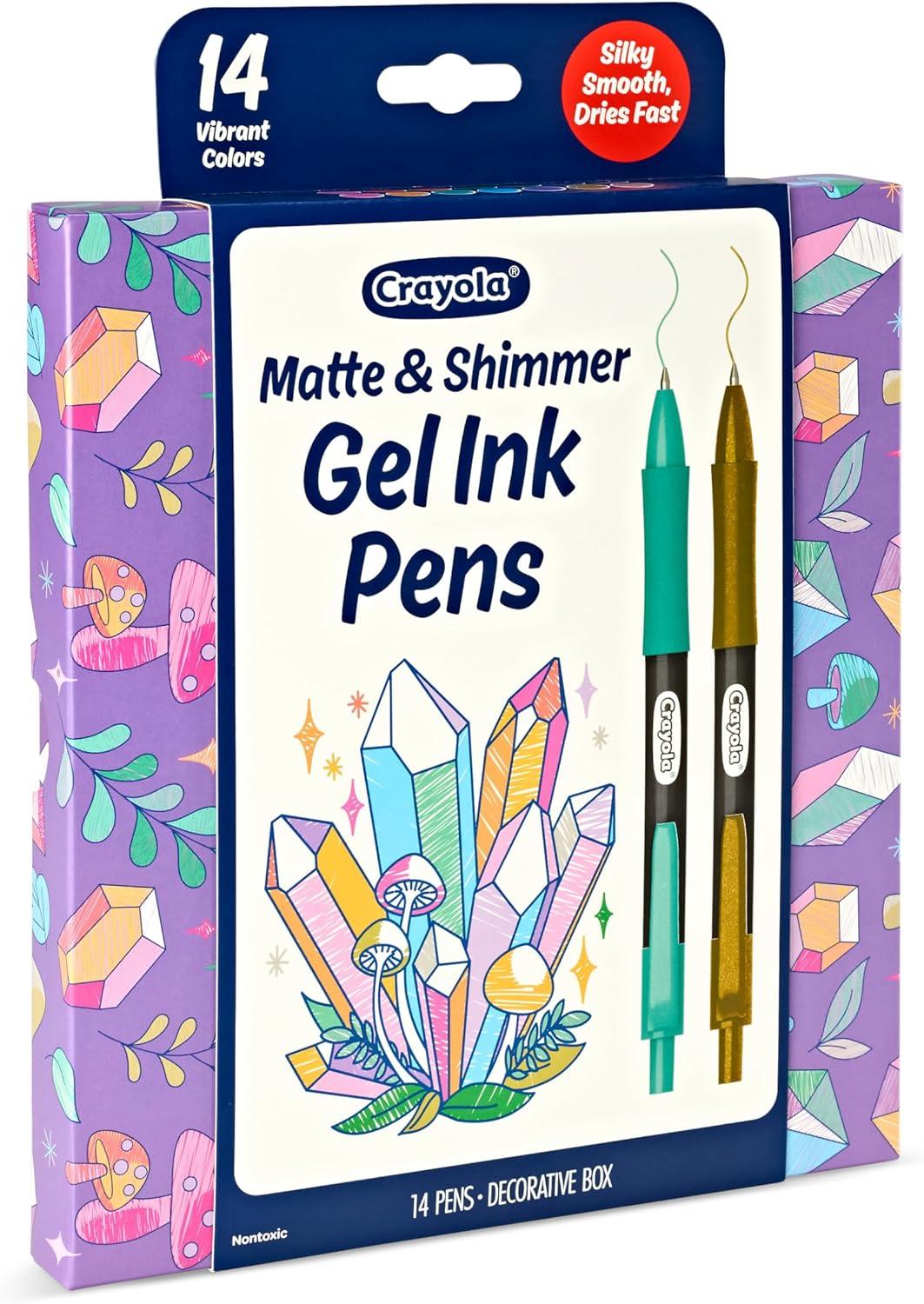 image:imageCrayola Gel Ink Pen Marker Set 14 Matte amp Glitter Pens Gel Pens for Coloring Fine Point Gift for Kids amp Teens Ages 4Gel  Ink