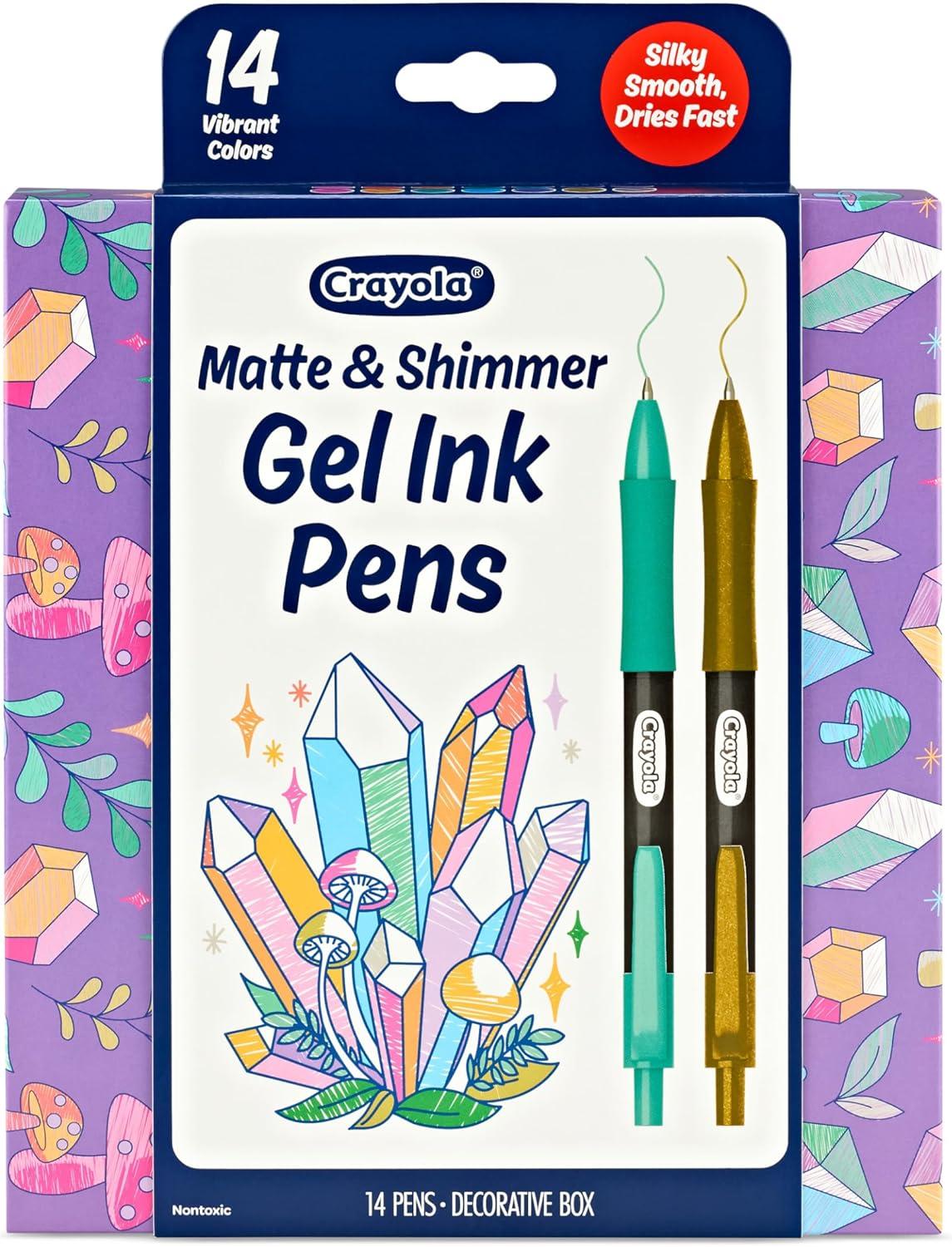 image:imageCrayola Gel Ink Pen Marker Set 14 Matte amp Glitter Pens Gel Pens for Coloring Fine Point Gift for Kids amp Teens Ages 4Gel  Ink