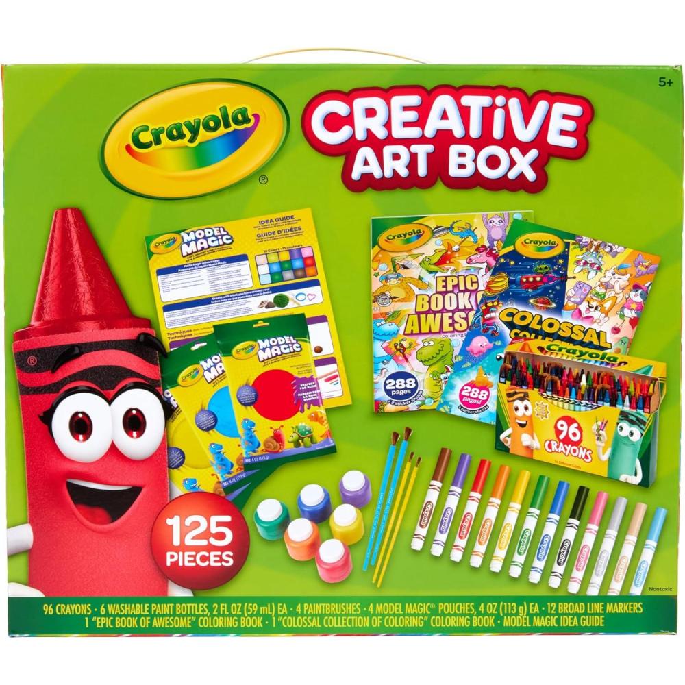 image:imageCrayola Art Set for Kids 125pcs Art Supplies Kit with Giant Coloring Books Washable Paints Markers amp Storage Box Gift for Kids Ages 5 Amazon Exclusive