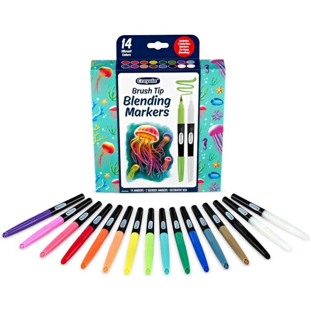 image:imageCrayola Gel Ink Pen Marker Set 14 Matte amp Glitter Pens Gel Pens for Coloring Fine Point Gift for Kids amp Teens Ages 4Blending