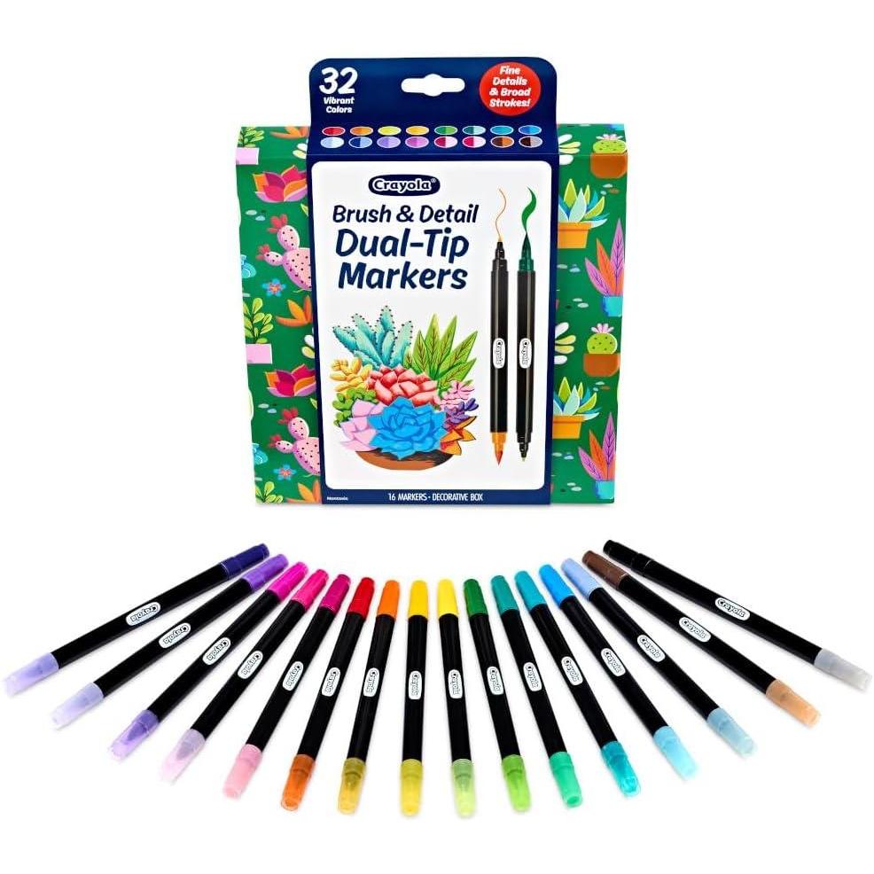 image:imageCrayola Gel Ink Pen Marker Set 14 Matte amp Glitter Pens Gel Pens for Coloring Fine Point Gift for Kids amp Teens Ages 4DualEnded Brush  Detail