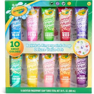 image:imageCrayola Bathtub Fingerpaint 10 Color Deluxe Value Pack 3 Ounce Tubes Bluetiful Blue Jungle Green Royal Purple amp More Color Your Bath Easily Washable Finger Paints