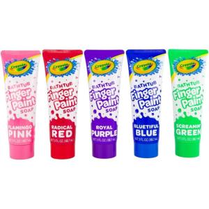 image:imageCrayola Bathtub Fingerpaint 5 Color Variety Pack 3 Ounce Tubes Bluetiful Blue Screamin Green Radical Red Flamingo Pink Royal Purple