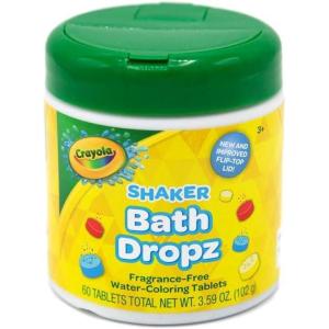image:imageCrayola Color Bath Dropz for Ages 3 and Up Colorful Bath Bombs Fizzies for Kids Fragrance Free 60 Tablets New Improved FlipTop Shaker Container
