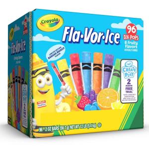 image:imageCrayola FlaVorIce Popsicle Variety Pack of 2 Oz Freezer Bars Assorted Flavors Banana Mango Strawberry Berry Punch Orange Grape LemonLime 96 Count