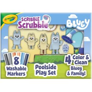 image:imageCrayola Scribble Scrubbies Bluey Poolside Playset 4ct Washable Bluey Toy Set for Kids Essential Easter Basket Stuffers for Toddlers Gifts for Girls amp Boys Ages 3Poolside Playset