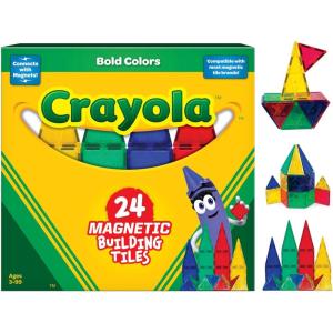 image:imageCreateOn Crayola Bold Magnetic Tiles Building Set for Kids Magnetic Tiles Kids Building Toys STEM and Montessori Toys for Boys and Girls Ages 3 24Piece Set BoldBold