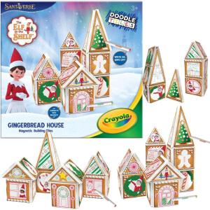 image:imageCreateOn Crayola Elf on The Shelf Gingerbread House  Magnetic Building Tiles Kit with Crayola Markers Christmas Holiday Craft Toy 33Piece Magnetic Construction amp Coloring Set for Kids Ages 3