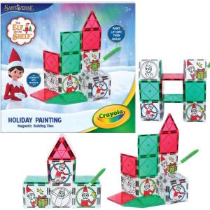 image:imageCreateOn Crayola Elf on The Shelf Paint On Tiles Magnetic Building Tiles Kit with Crayola Paint Tubes  Christmas Holiday Craft Toy  18Piece Magnetic Construction amp Painting Set for Kids Ages 3