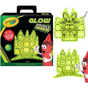 image:imageCreateOn Crayola Glow Doodle Magentic Tiles  Magnetic Building Toys for Kids STEM Toys for Boys and Girls Ages 3 30Piece Set