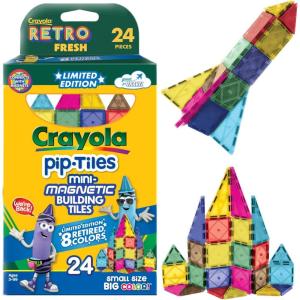 image:imageCreateOn Crayola Limited Edition Retro PIP Magnetic Tiles Mini Building Set for Kids Magnetic Tiles Kids Building Toys STEM amp Montessori Toys for Boys and Girls Ages 3 24Piece Set Retro