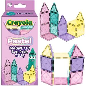 image:imageCreateOn Crayola Magnetic Tiles Building Set for Kids Magnetic Blocks Travel Toys Classroom Sensory Toys STEM amp Montessori Tools for Boys amp Girls Ages 3 14Piece Set Valentines DayPastel