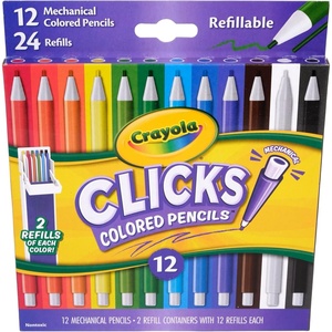 image:imageCrayola Clicks 20mm Mechanical Colored Pencil Set 12 Assorted Colors Coloring Pencils for Kids No Sharpen 24 Replacement Cores Ages 5Classic