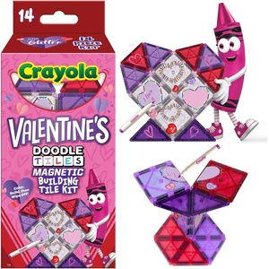 image:imageCreateOn Crayola Doodle Valentine Magnetic Tiles Building Set for Kids Magnetic Building Toys for Kids STEM Travel Toys for Boys and Girls Ages 3 14Piece Set Doodle Valentine