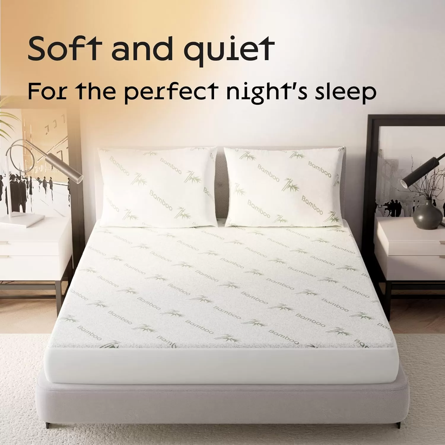 image100 Waterproof Twin Mattress Protector  360 Protection Against Spills Stains ampamp Accidents for Parents ampamp Pet Owners  Noiseless ampamp Cooling Viscose Made from Bamboo WhiteFull