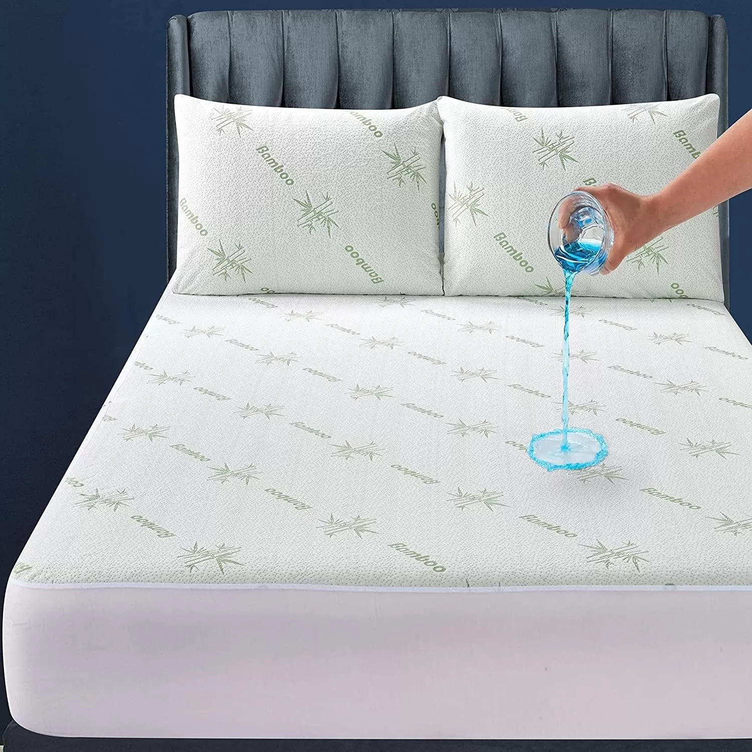 image100 Waterproof Twin Mattress Protector  360 Protection Against Spills Stains ampamp Accidents for Parents ampamp Pet Owners  Noiseless ampamp Cooling Viscose Made from Bamboo WhiteFull