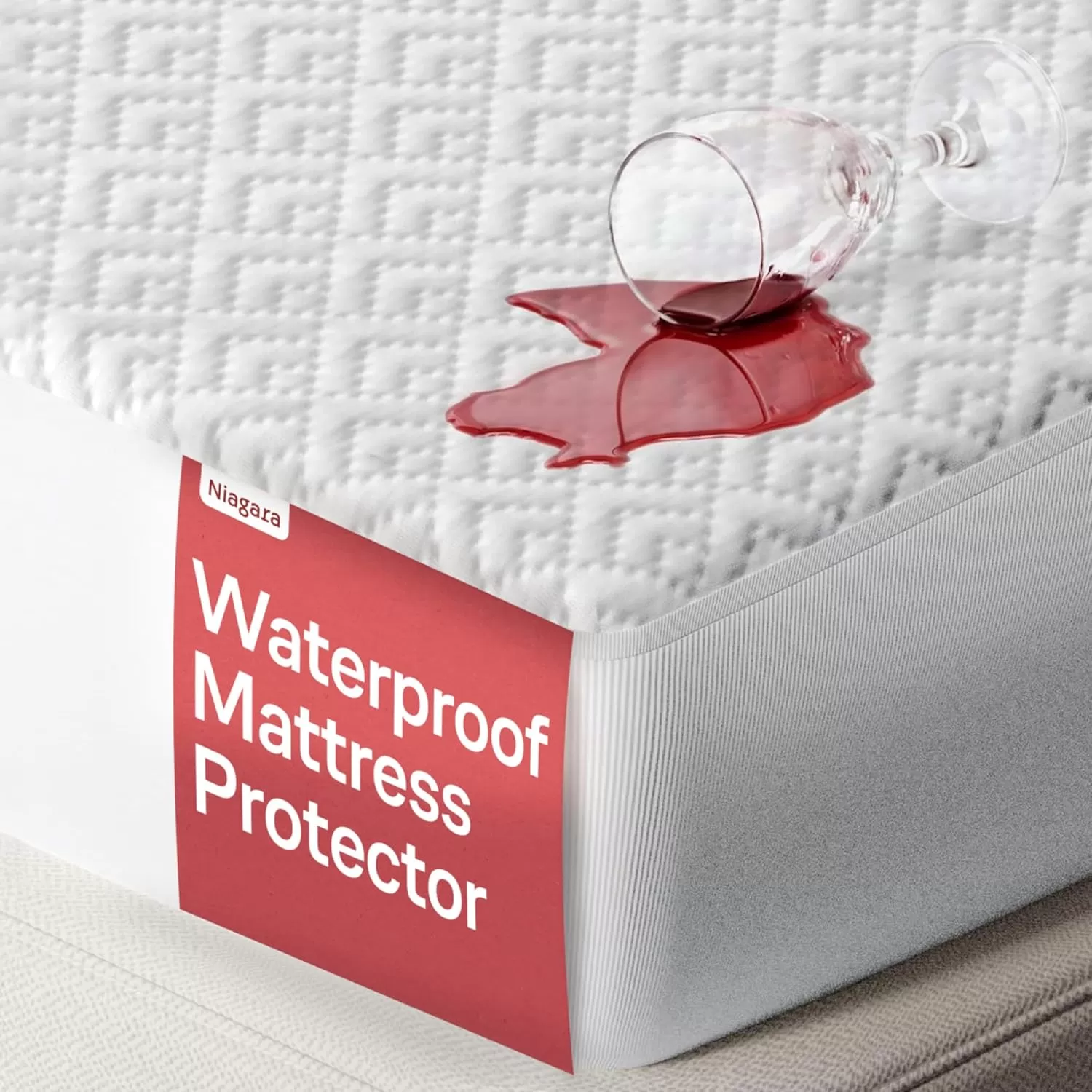 image100 Waterproof Twin Mattress Protector  360 Protection Against Spills Stains ampamp Accidents for Parents ampamp Pet Owners  Noiseless ampamp Cooling Viscose Made from Bamboo WhiteKing