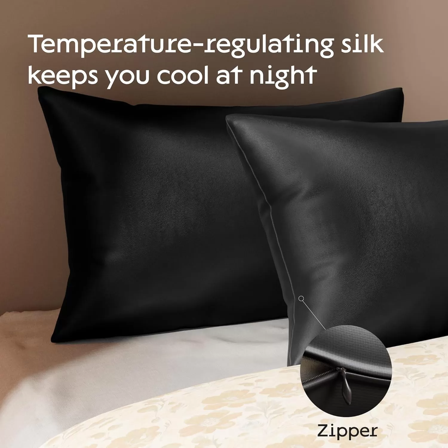 imageNiagara 100 Mulberry Silk Pillowcase  30 Momme Silk Pillow case for Hair and Skin  Grade 6A Silk Pillow Cases with Zipper  Soft ampamp Cooling Black Silk Pillowcase Queen Size 20quotx30quotBlack
