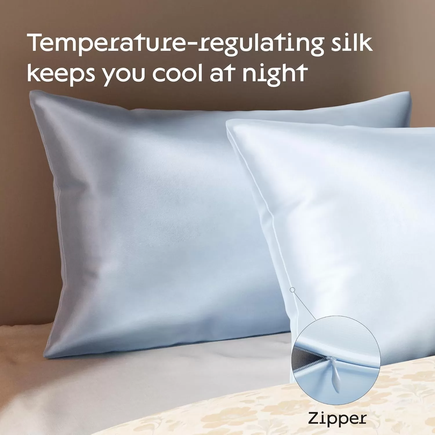 imageNiagara 100 Mulberry Silk Pillowcase  30 Momme Silk Pillow case for Hair and Skin  Grade 6A Silk Pillow Cases with Zipper  Soft ampamp Cooling Black Silk Pillowcase Queen Size 20quotx30quotBlue
