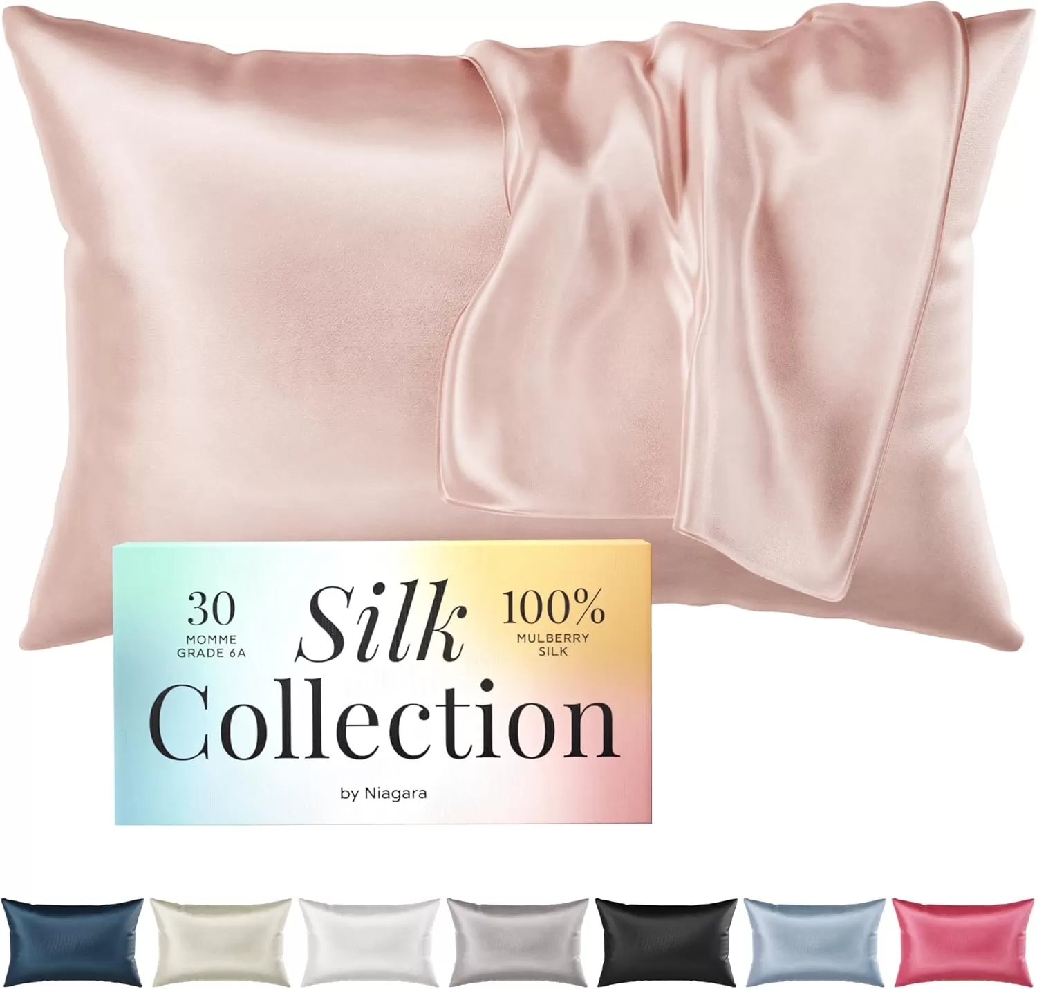 imageNiagara 100 Mulberry Silk Pillowcase  30 Momme Silk Pillow case for Hair and Skin  Grade 6A Silk Pillow Cases with Zipper  Soft ampamp Cooling Black Silk Pillowcase Queen Size 20quotx30quotPink