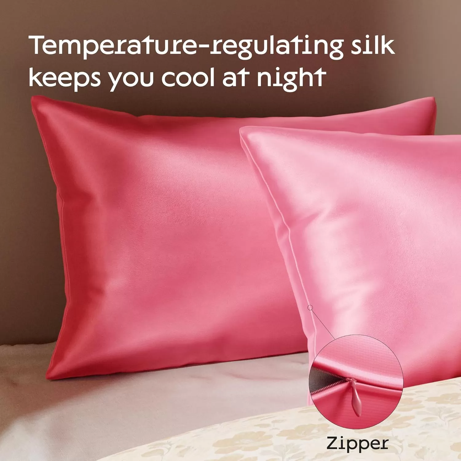 imageNiagara 100 Mulberry Silk Pillowcase  30 Momme Silk Pillow case for Hair and Skin  Grade 6A Silk Pillow Cases with Zipper  Soft ampamp Cooling Black Silk Pillowcase Queen Size 20quotx30quotBright Pink