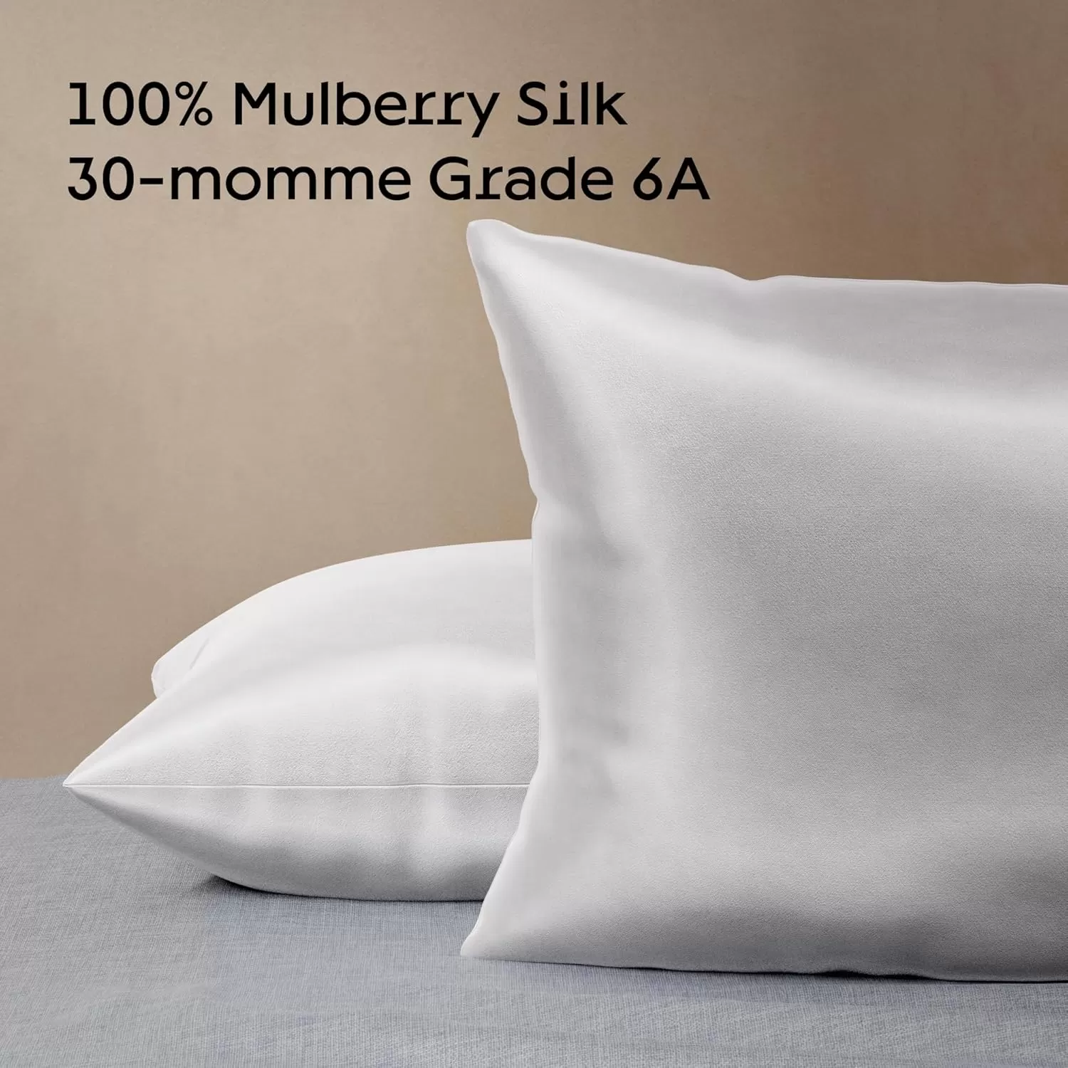 imageNiagara 100 Mulberry Silk Pillowcase  30 Momme Silk Pillow case for Hair and Skin  Grade 6A Silk Pillow Cases with Zipper  Soft ampamp Cooling White Silk Pillowcase Queen Size 20quotx30quotGrey