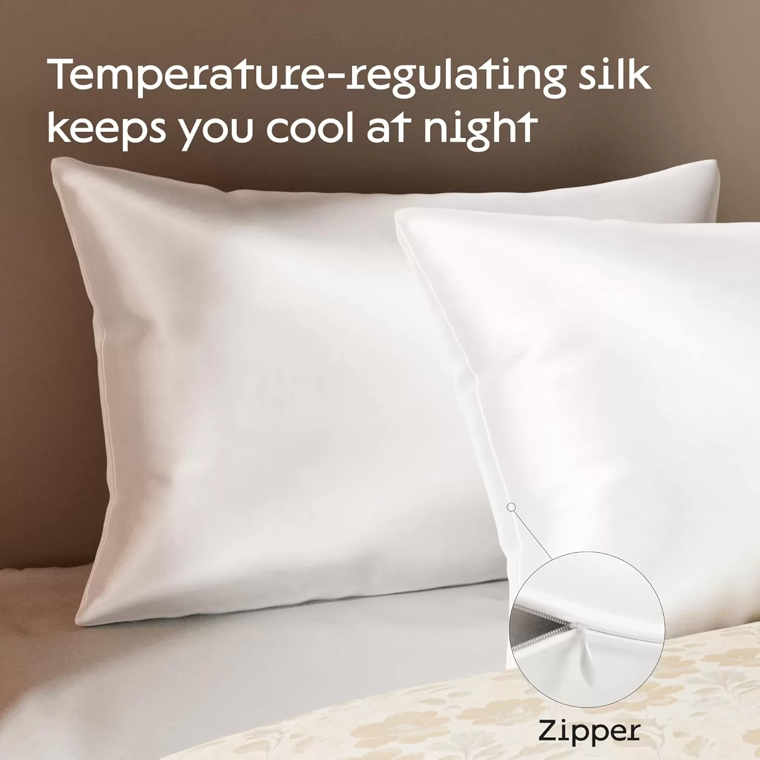 imageNiagara 100 Mulberry Silk Pillowcase  30 Momme Silk Pillow case for Hair and Skin  Grade 6A Silk Pillow Cases with Zipper  Soft ampamp Cooling White Silk Pillowcase Queen Size 20quotx30quotWhite